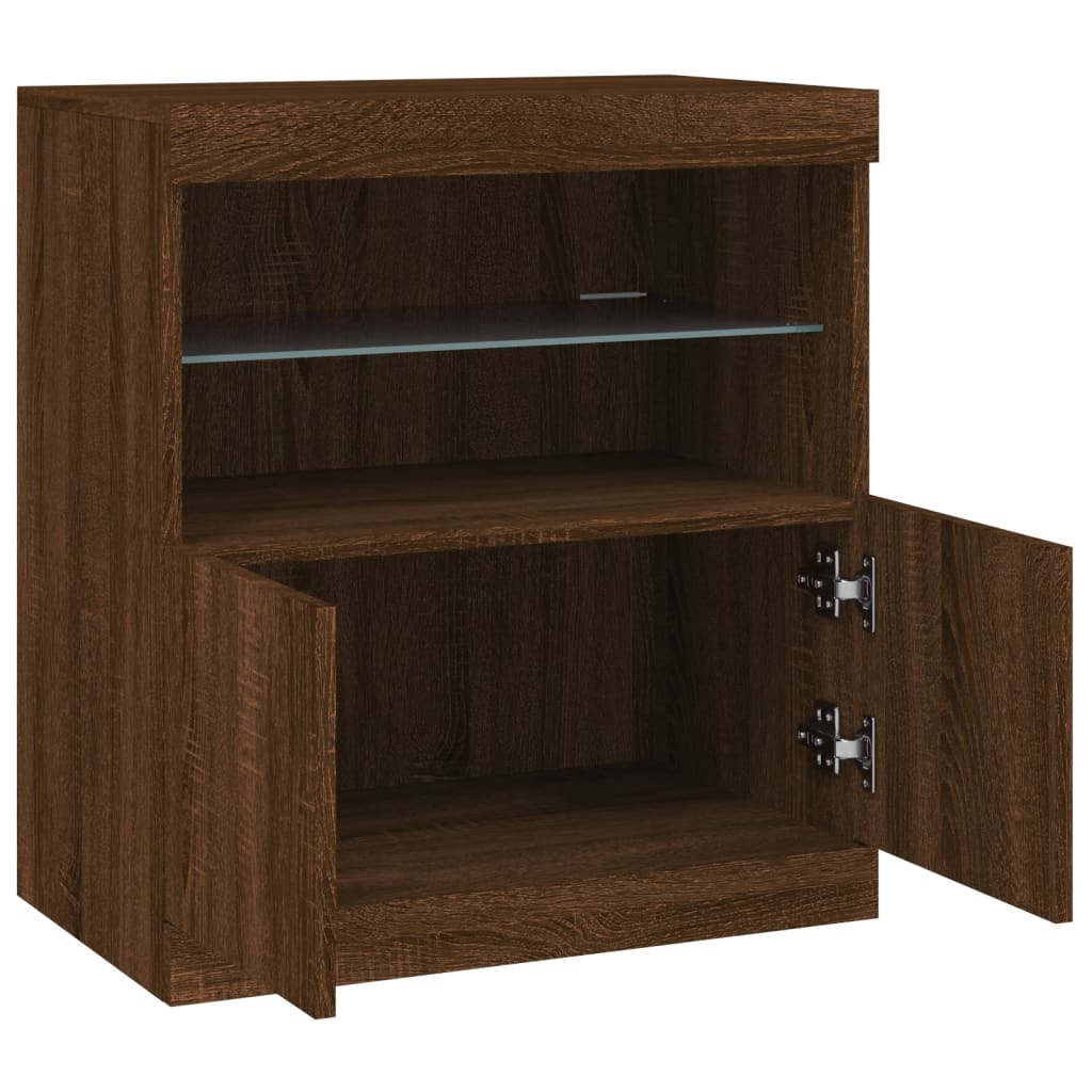 vidaXL Szafka z oświetleniem LED, brązowy dąb, 60x37x67 cm
