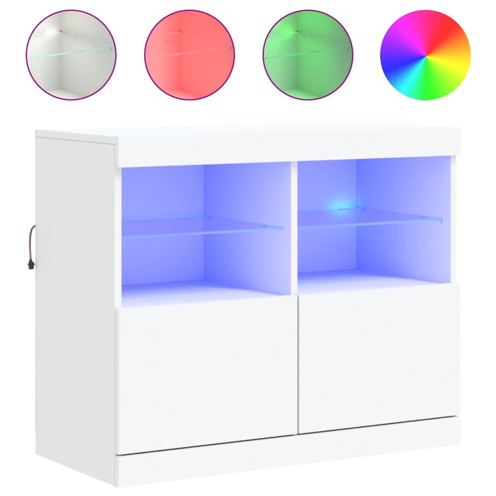 vidaXL Szafka z oświetleniem LED, biała, 81x37x67 cm