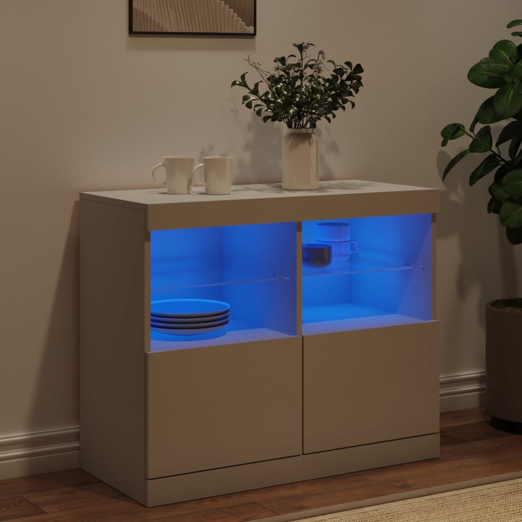 vidaXL Szafka z oświetleniem LED, biała, 81x37x67 cm