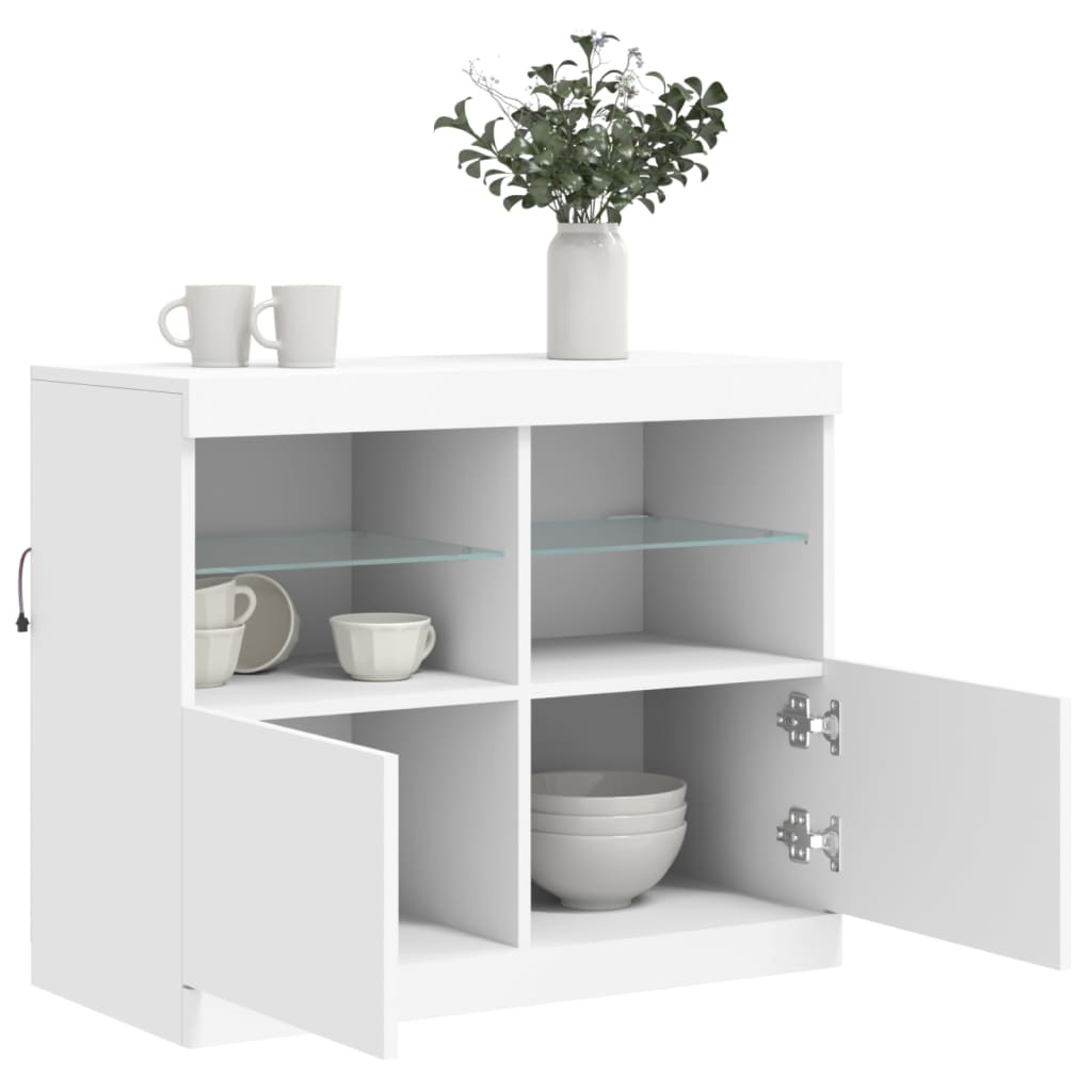 vidaXL Szafka z oświetleniem LED, biała, 81x37x67 cm