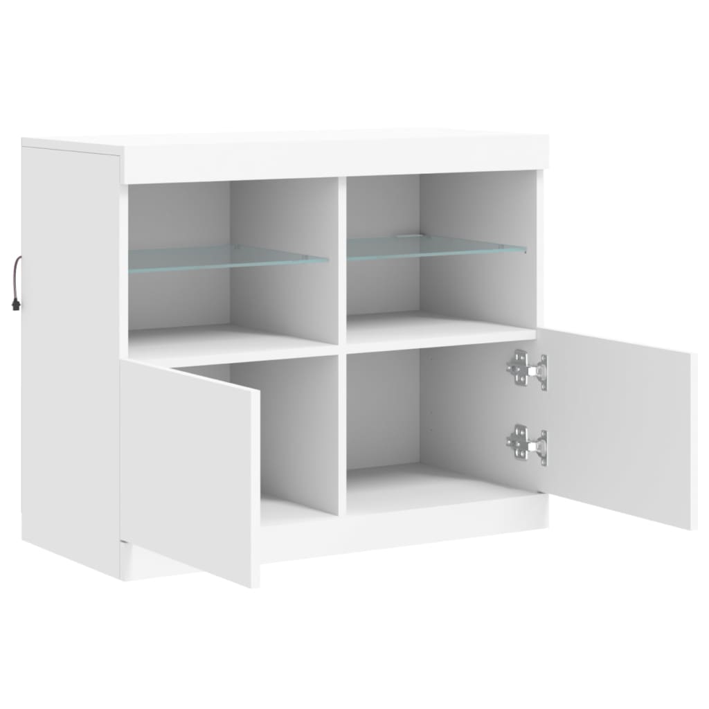 vidaXL Szafka z oświetleniem LED, biała, 81x37x67 cm