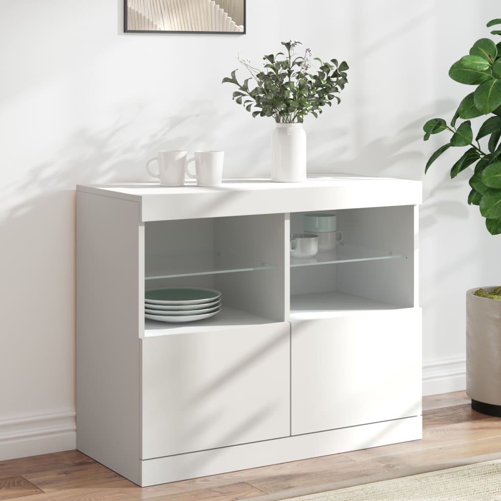 vidaXL Szafka z oświetleniem LED, biała, 81x37x67 cm
