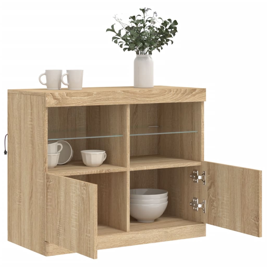 vidaXL Szafka z oświetleniem LED, dąb sonoma, 81x37x67 cm