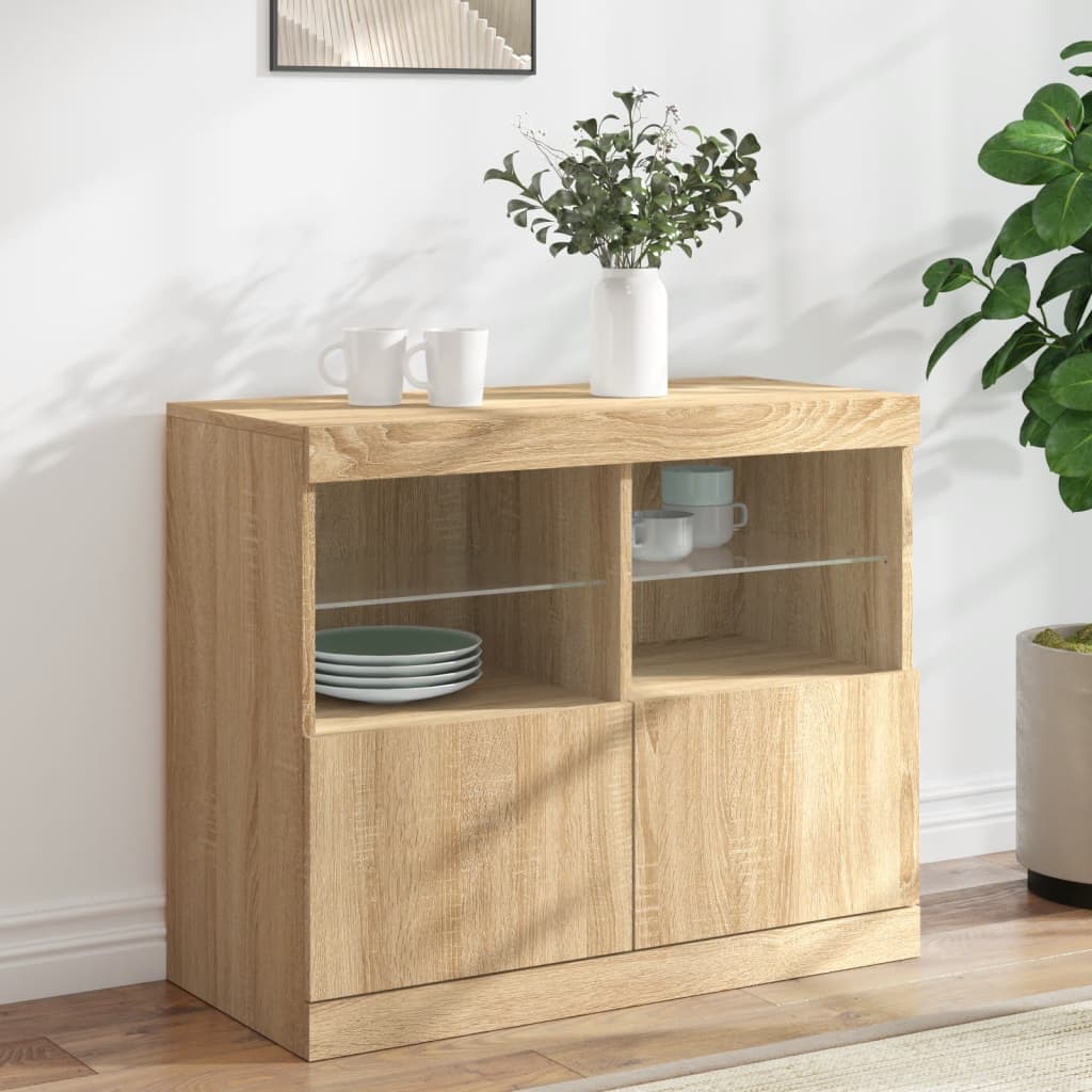 vidaXL Szafka z oświetleniem LED, dąb sonoma, 81x37x67 cm