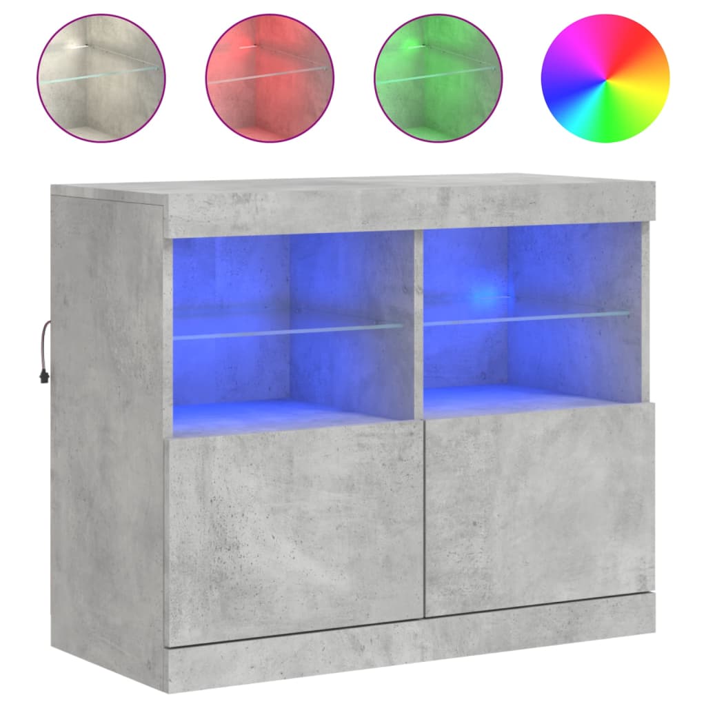 vidaXL Szafka z oświetleniem LED, szarość betonu, 81x37x67 cm