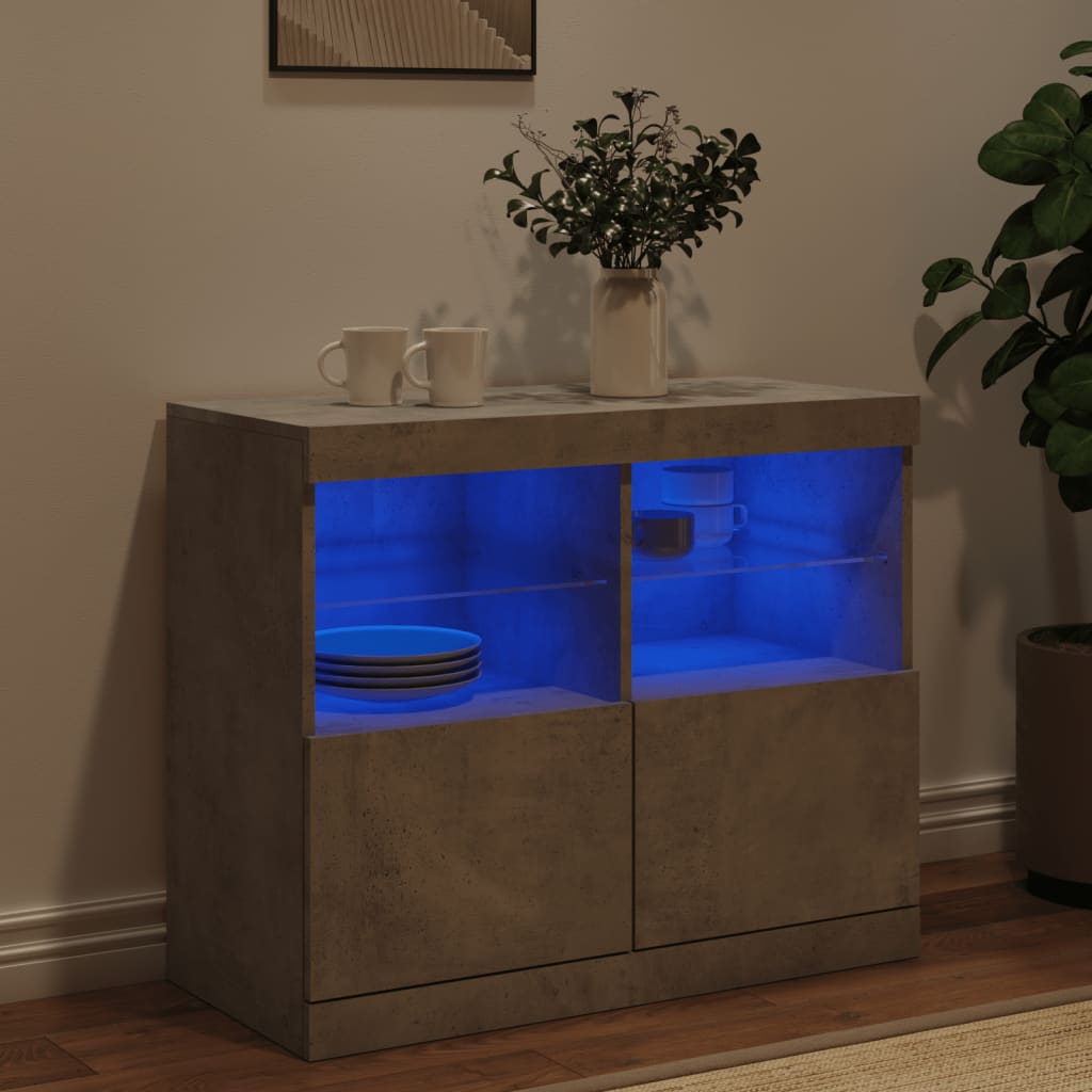 vidaXL Szafka z oświetleniem LED, szarość betonu, 81x37x67 cm