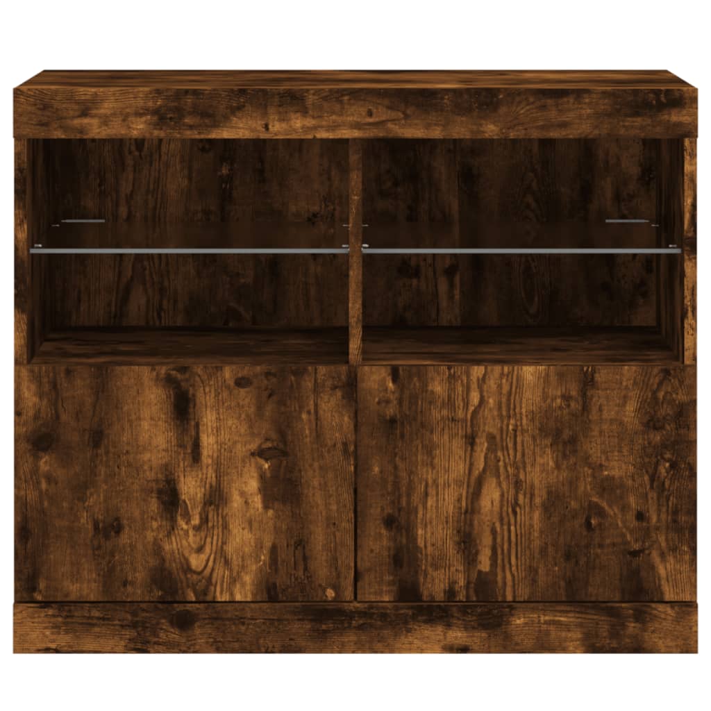 vidaXL Szafka z oświetleniem LED, przydymiony dąb, 81x37x67 cm