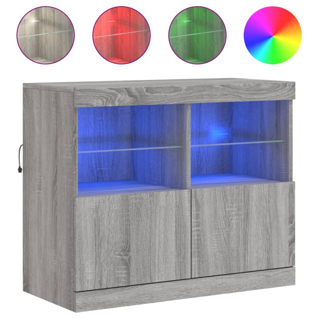 vidaXL Szafka z oświetleniem LED, szary dąb sonoma, 81x37x67 cm