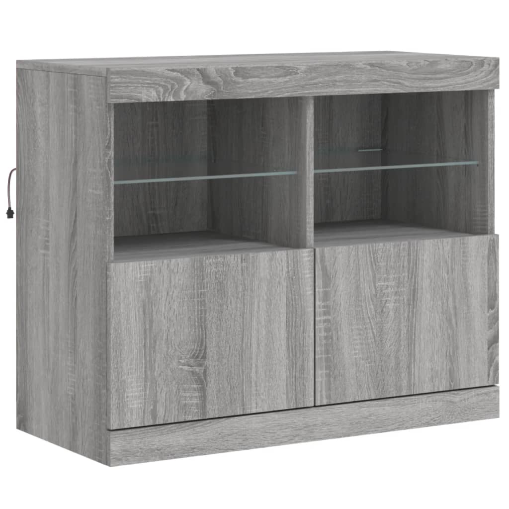 vidaXL Szafka z oświetleniem LED, szary dąb sonoma, 81x37x67 cm