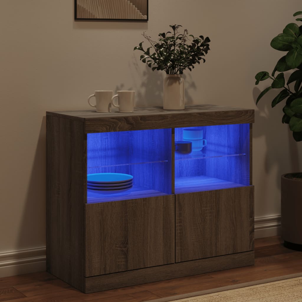 vidaXL Szafka z oświetleniem LED, szary dąb sonoma, 81x37x67 cm