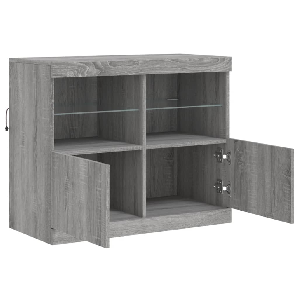 vidaXL Szafka z oświetleniem LED, szary dąb sonoma, 81x37x67 cm