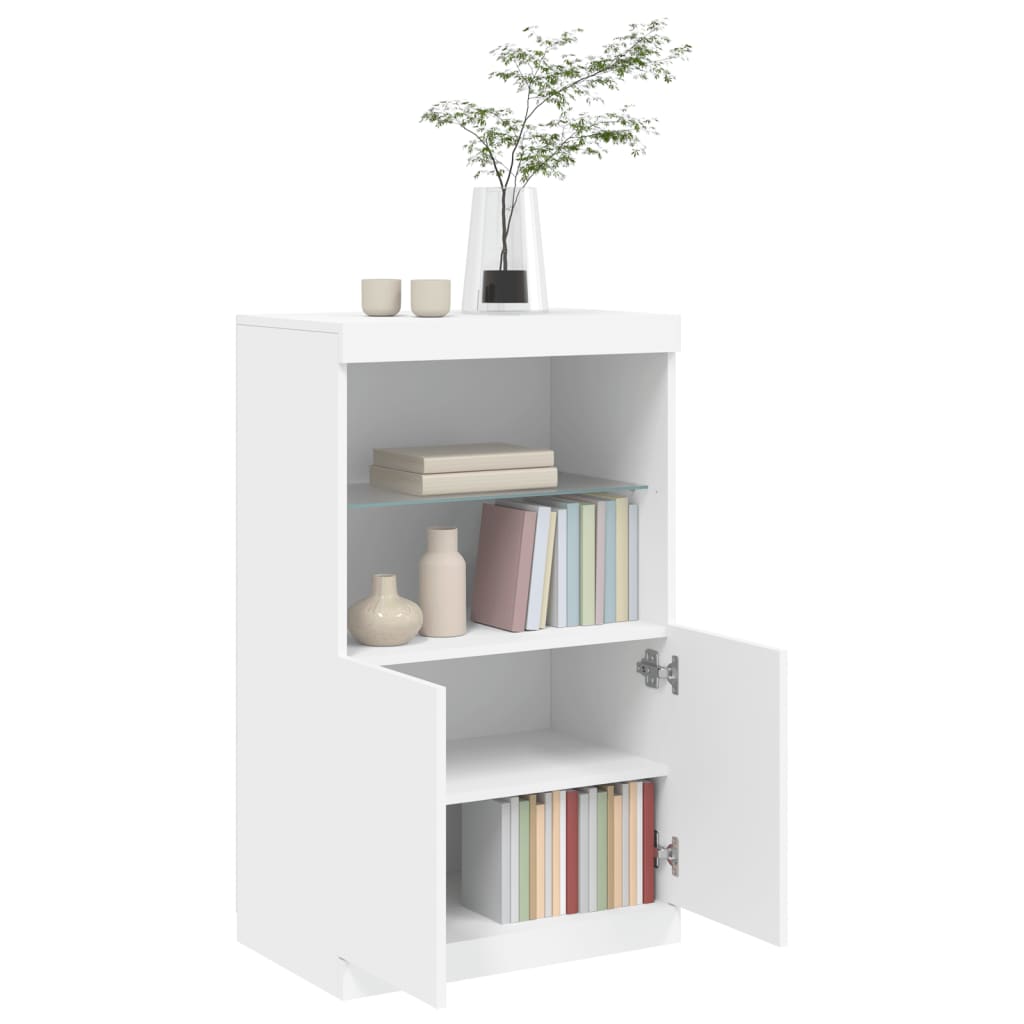 vidaXL Szafka z oświetleniem LED, biała, 60,5x37x100 cm