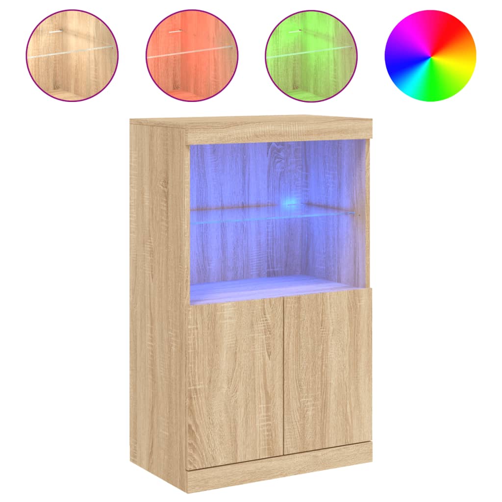 vidaXL Szafka z oświetleniem LED, dąb sonoma, 60,5x37x100 cm