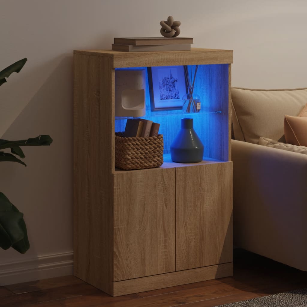 vidaXL Szafka z oświetleniem LED, dąb sonoma, 60,5x37x100 cm
