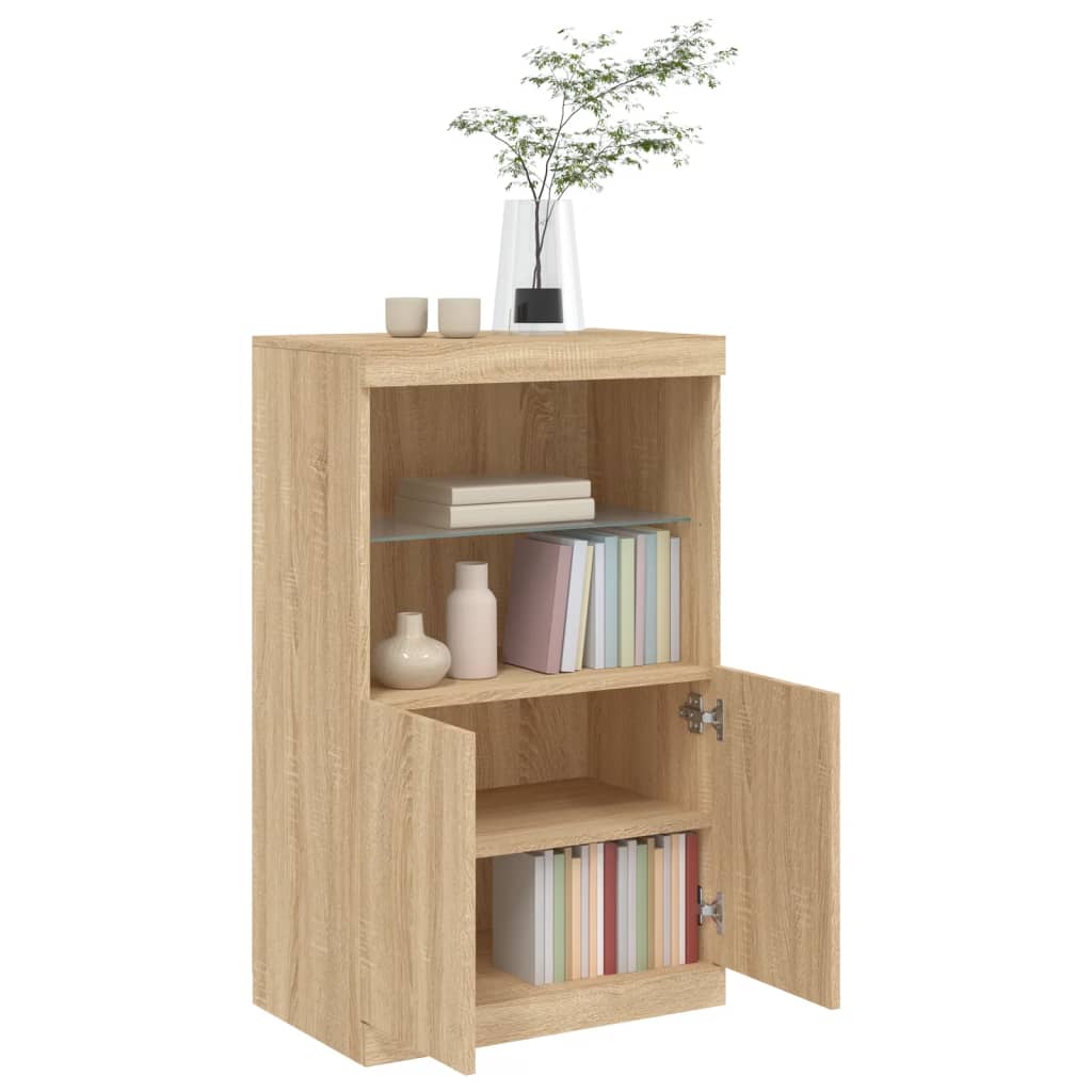vidaXL Szafka z oświetleniem LED, dąb sonoma, 60,5x37x100 cm