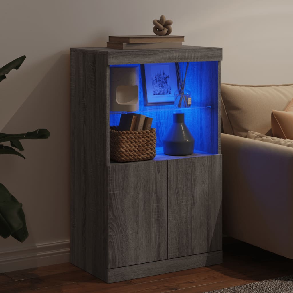 vidaXL Szafka z oświetleniem LED, szary dąb sonoma, 60,5x37x100 cm