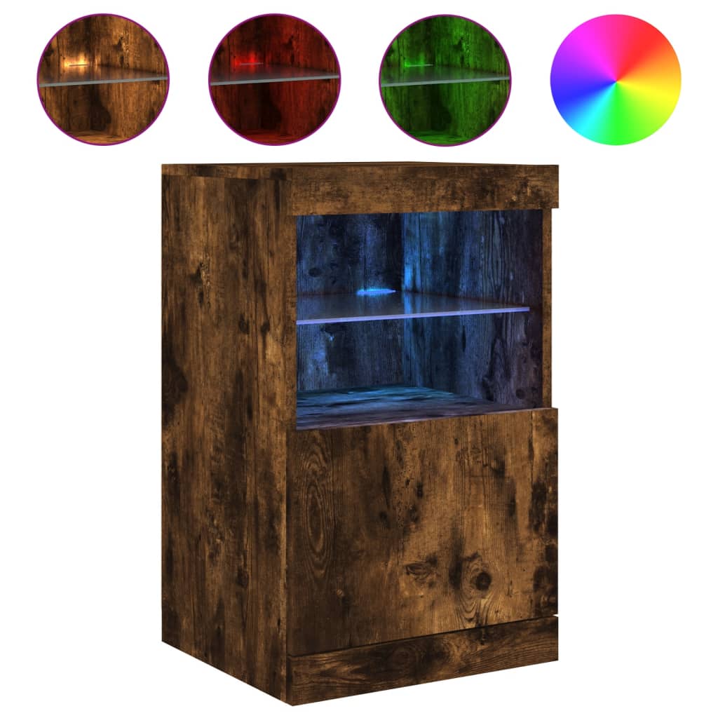 vidaXL Szafka z oświetleniem LED, przydymiony dąb, 41x37x67 cm
