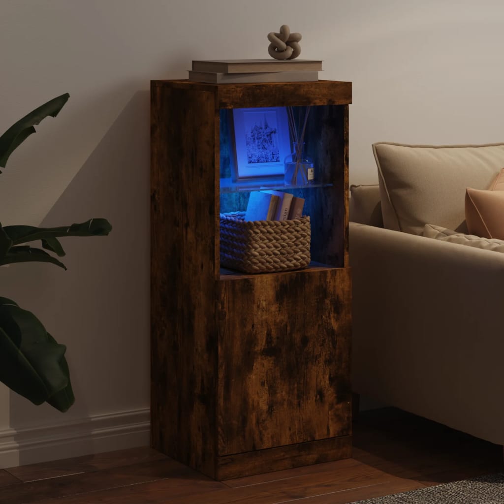 vidaXL Szafka z oświetleniem LED, przydymiony dąb, 41x37x100 cm