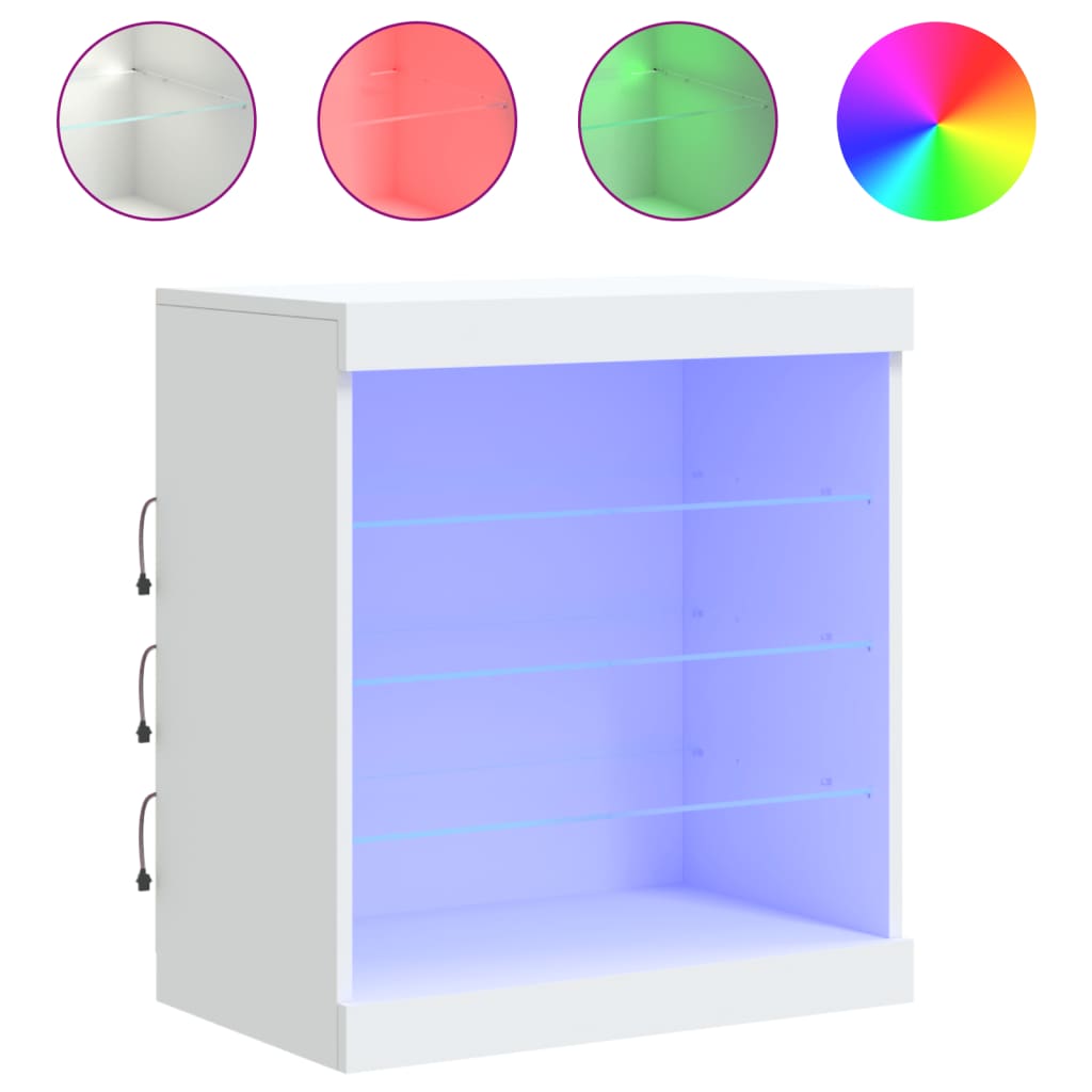 vidaXL Szafka z oświetleniem LED, biała, 60,5x37x67 cm