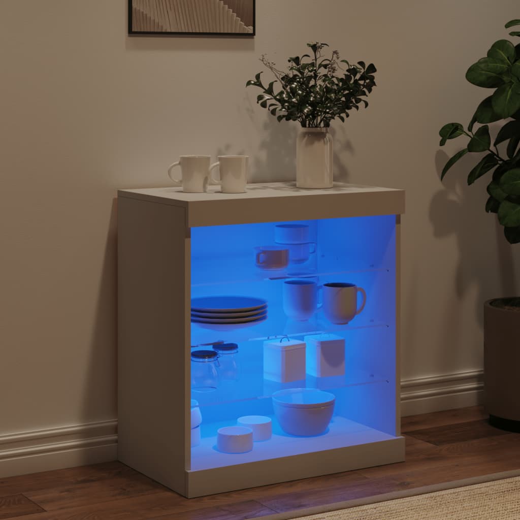 vidaXL Szafka z oświetleniem LED, biała, 60,5x37x67 cm