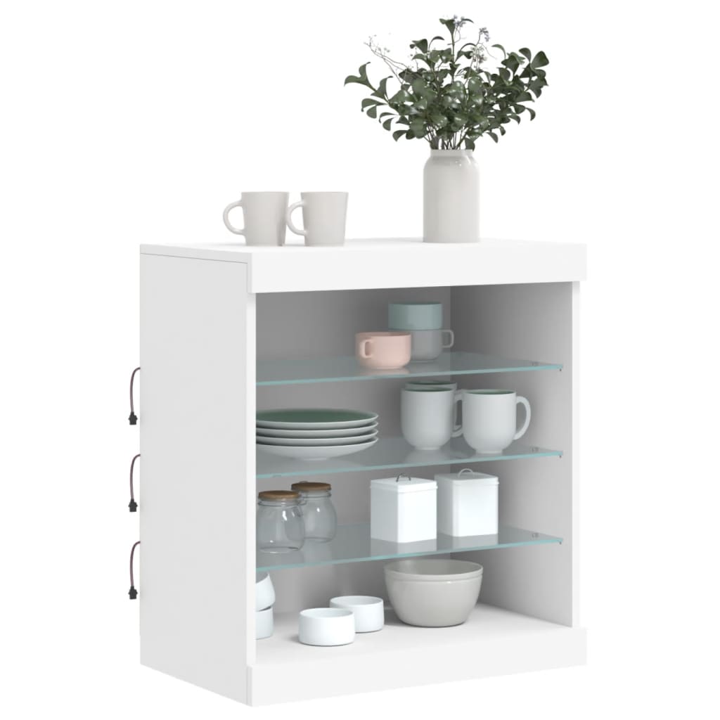 vidaXL Szafka z oświetleniem LED, biała, 60,5x37x67 cm