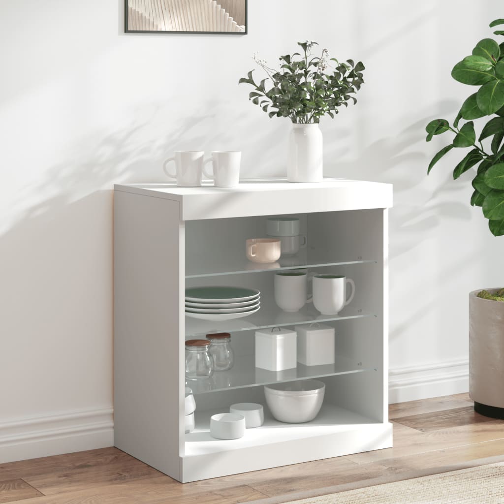vidaXL Szafka z oświetleniem LED, biała, 60,5x37x67 cm