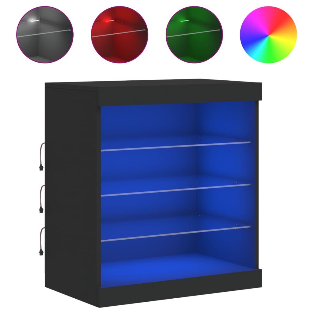 vidaXL Szafka z oświetleniem LED, czarna, 60,5x37x67 cm