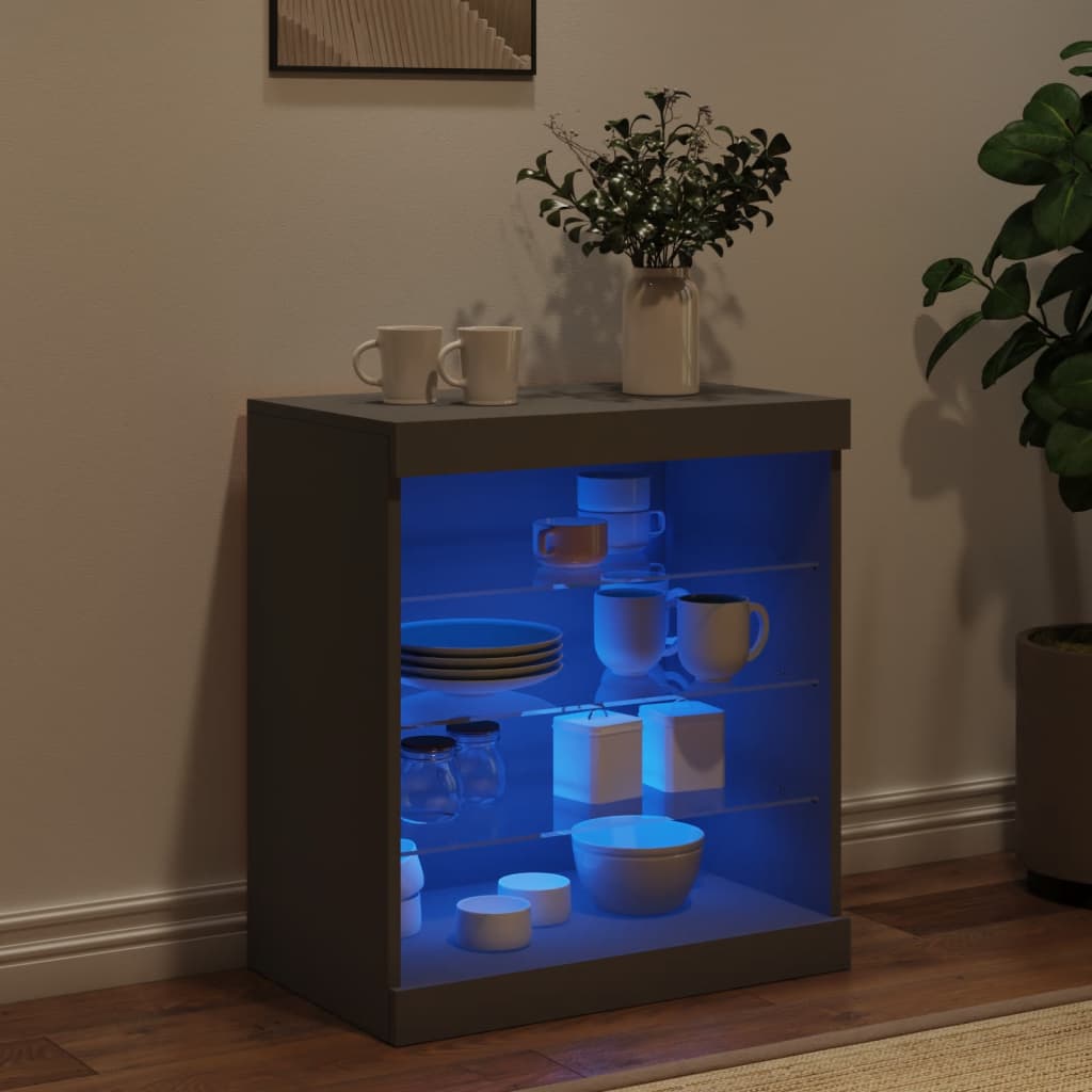 vidaXL Szafka z oświetleniem LED, czarna, 60,5x37x67 cm