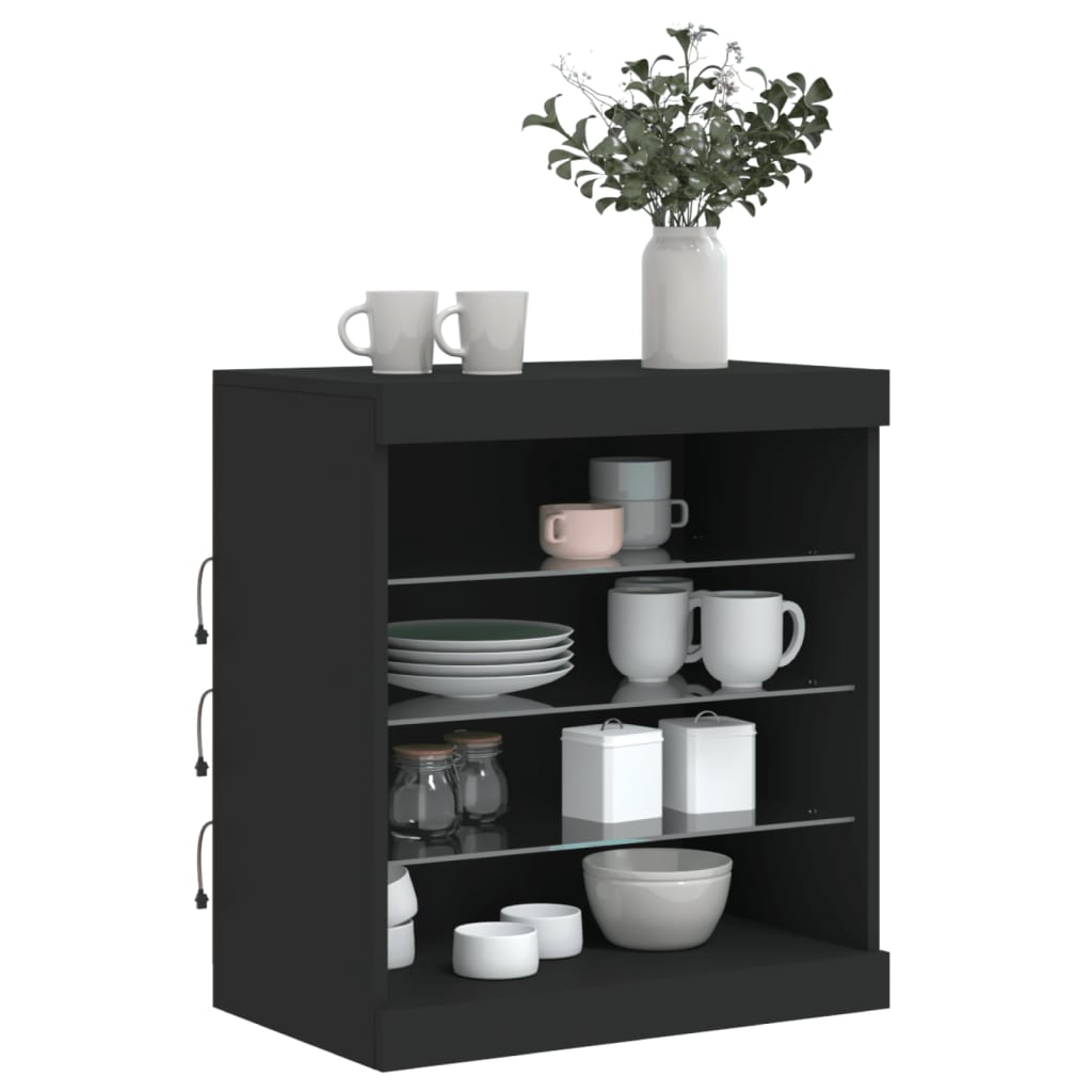vidaXL Szafka z oświetleniem LED, czarna, 60,5x37x67 cm