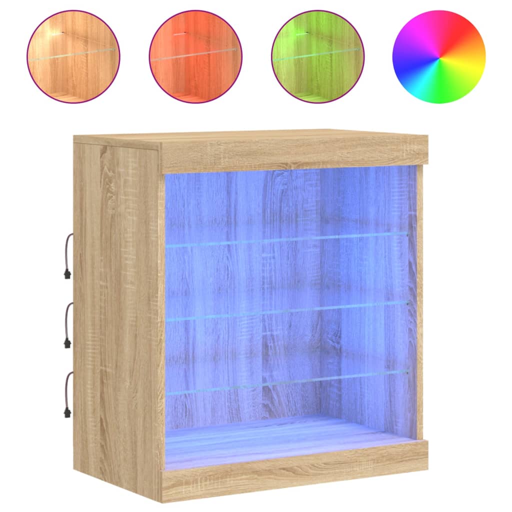 vidaXL Szafka z oświetleniem LED, dąb sonoma, 60,5x37x67 cm