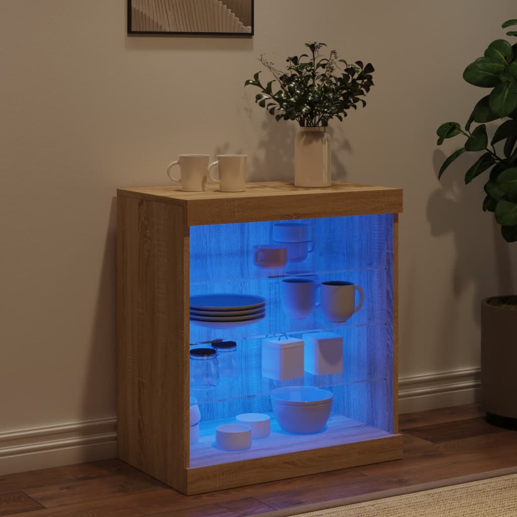 vidaXL Szafka z oświetleniem LED, dąb sonoma, 60,5x37x67 cm