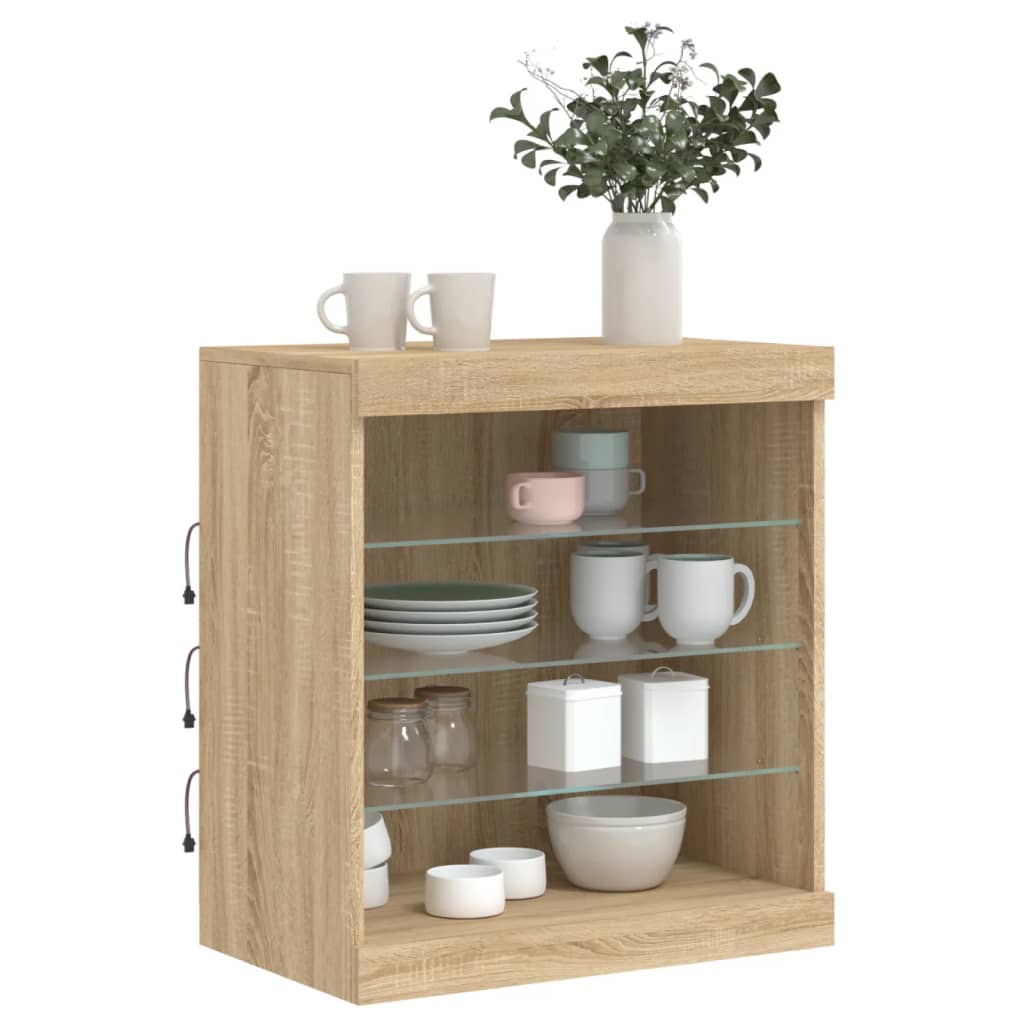 vidaXL Szafka z oświetleniem LED, dąb sonoma, 60,5x37x67 cm