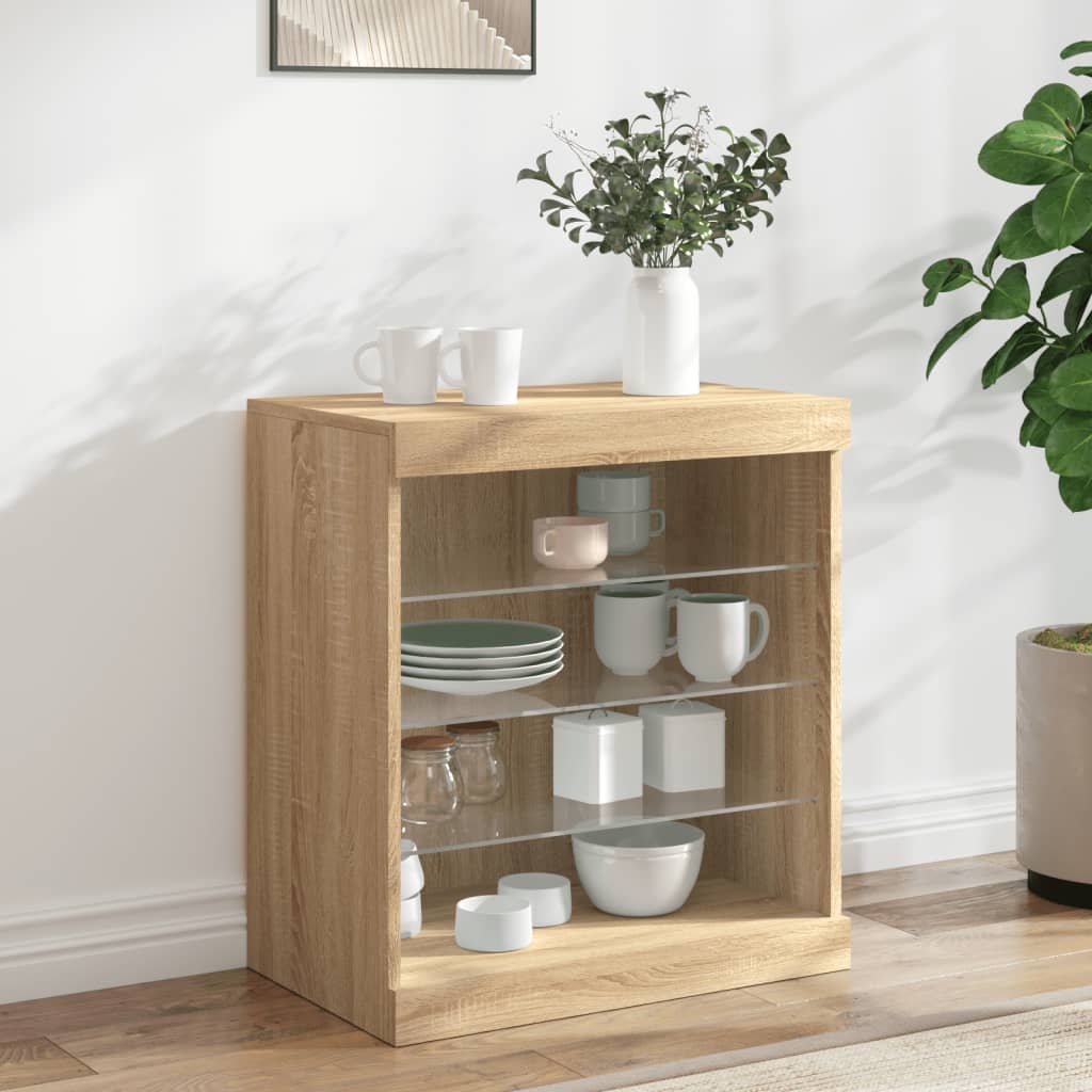 vidaXL Szafka z oświetleniem LED, dąb sonoma, 60,5x37x67 cm