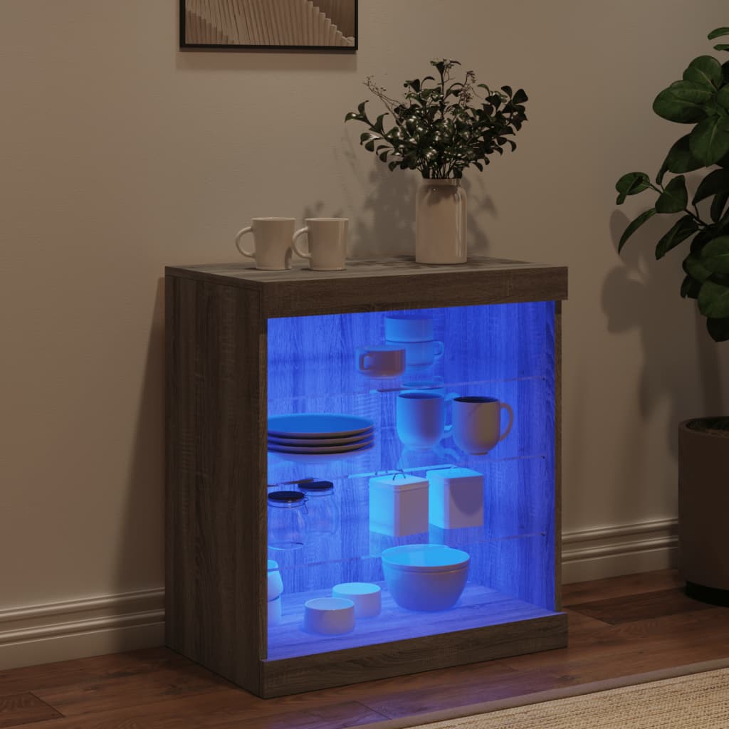 vidaXL Szafka z oświetleniem LED, szary dąb sonoma, 60,5x37x67 cm