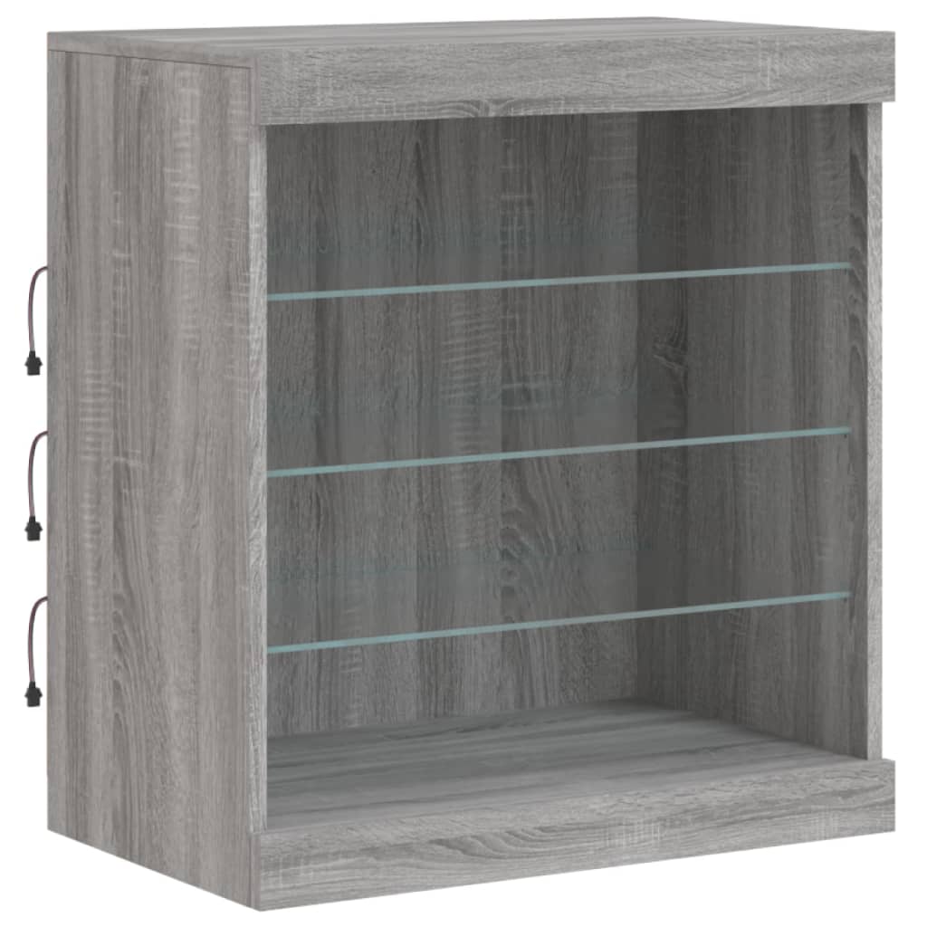 vidaXL Szafka z oświetleniem LED, szary dąb sonoma, 60,5x37x67 cm