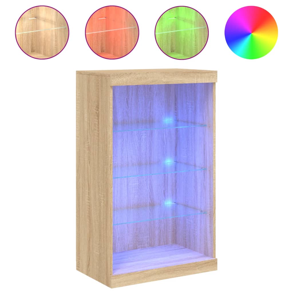 vidaXL Szafka z oświetleniem LED, dąb sonoma, 60,5x37x100 cm