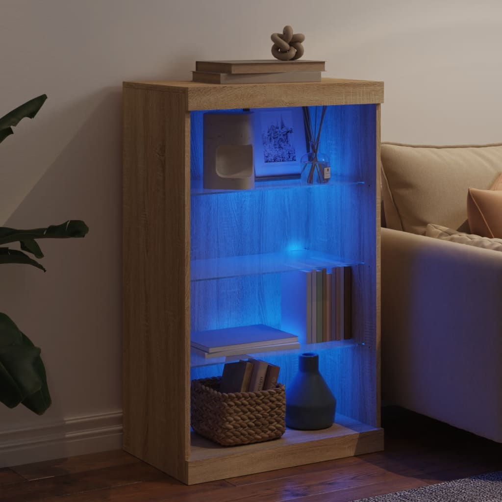 vidaXL Szafka z oświetleniem LED, dąb sonoma, 60,5x37x100 cm
