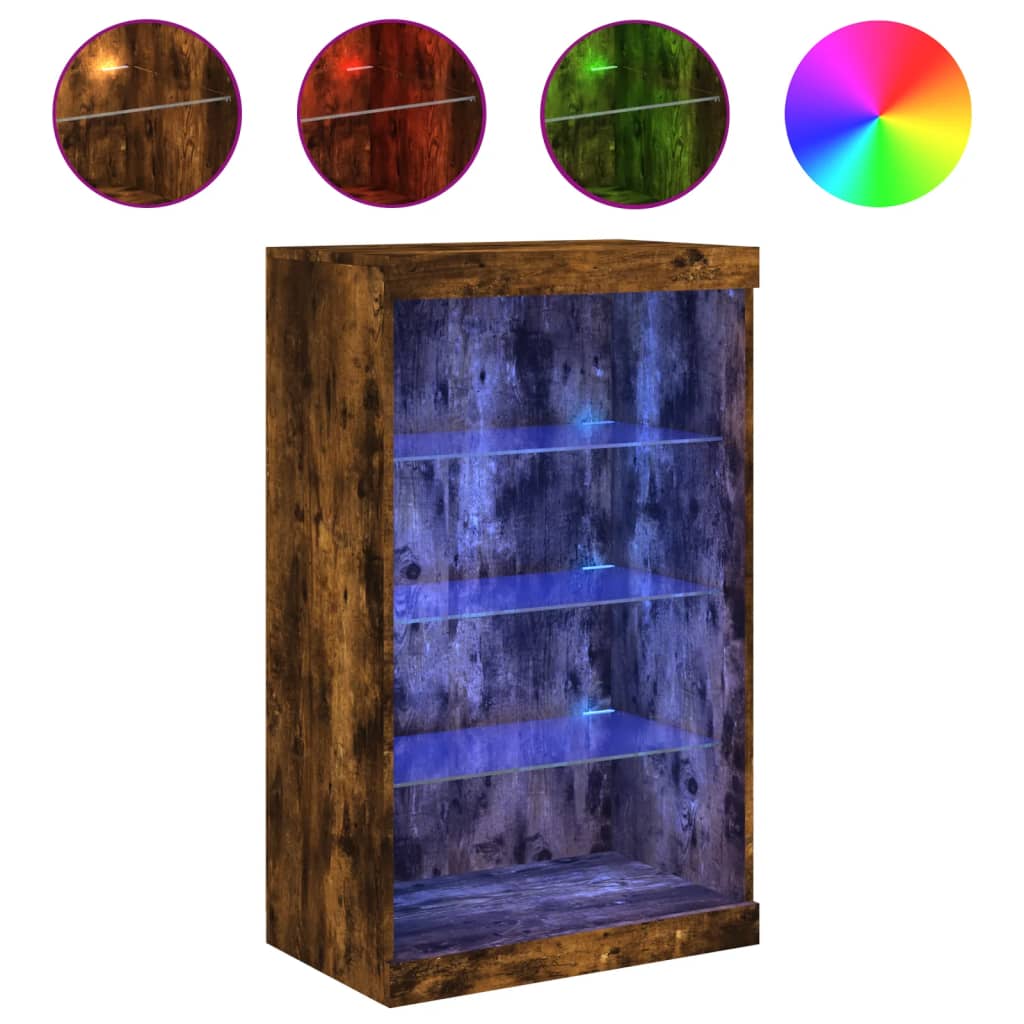 vidaXL Szafka z oświetleniem LED, przydymiony dąb, 60,5x37x100 cm