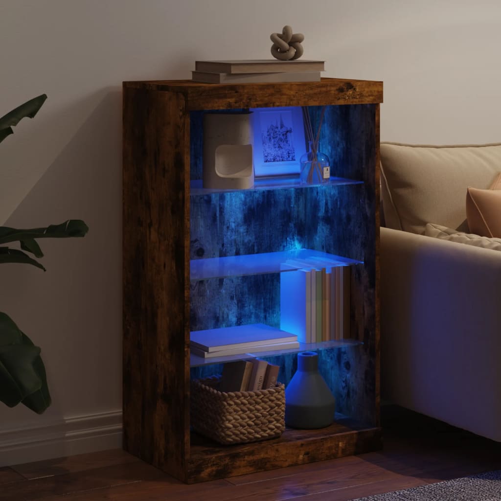 vidaXL Szafka z oświetleniem LED, przydymiony dąb, 60,5x37x100 cm