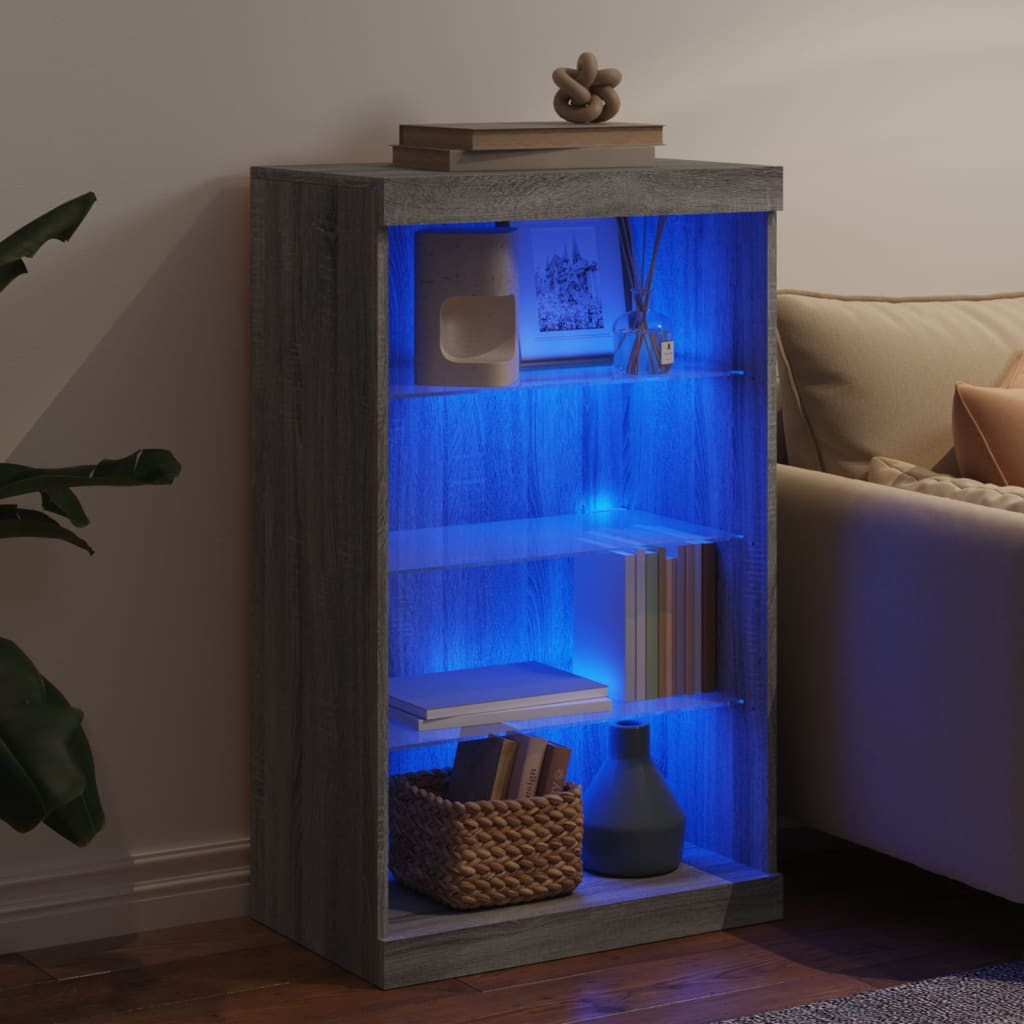 vidaXL Szafka z oświetleniem LED, szary dąb sonoma, 60,5x37x100 cm