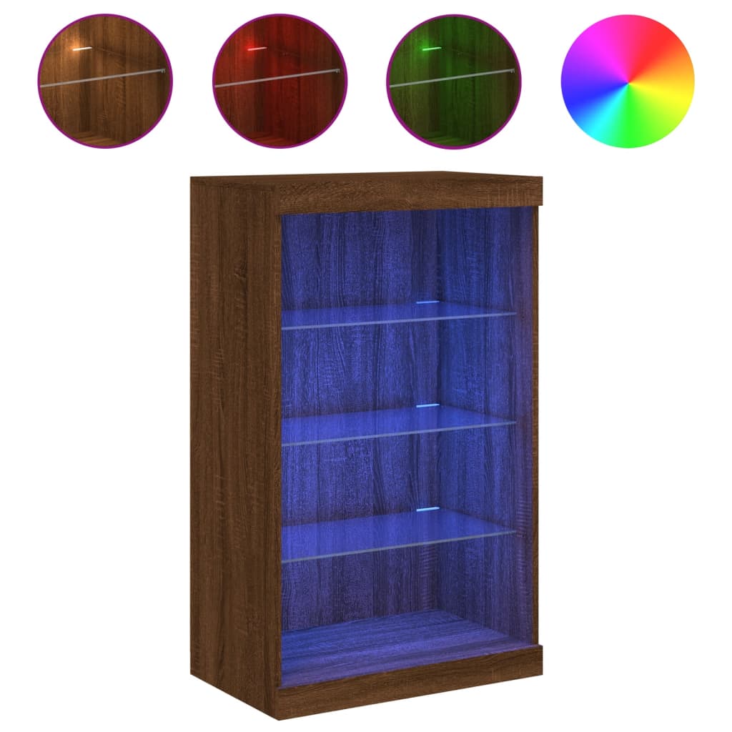 vidaXL Szafka z oświetleniem LED, brązowy dąb, 60,5x37x100 cm