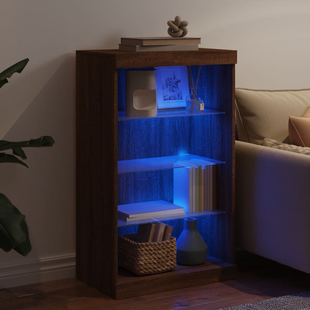 vidaXL Szafka z oświetleniem LED, brązowy dąb, 60,5x37x100 cm