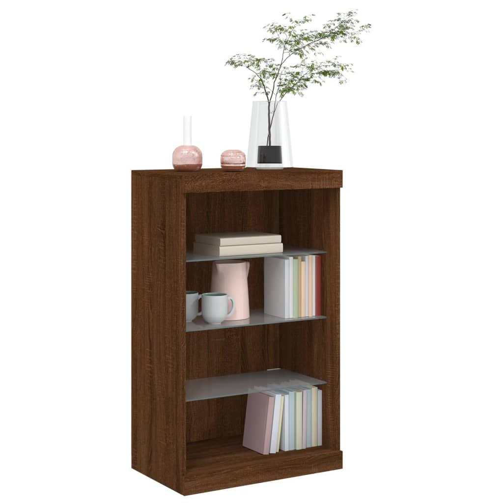 vidaXL Szafka z oświetleniem LED, brązowy dąb, 60,5x37x100 cm