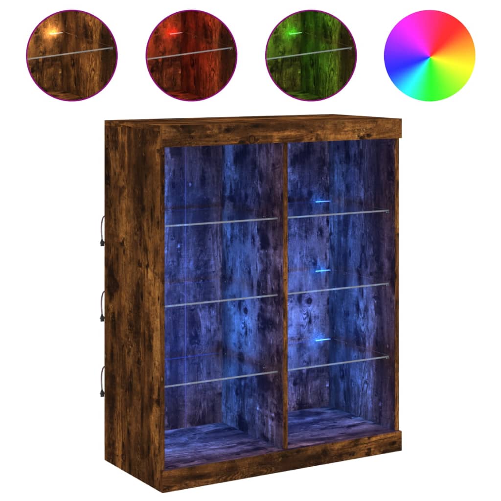 vidaXL Szafka z oświetleniem LED, przydymiony dąb, 81x37x100 cm