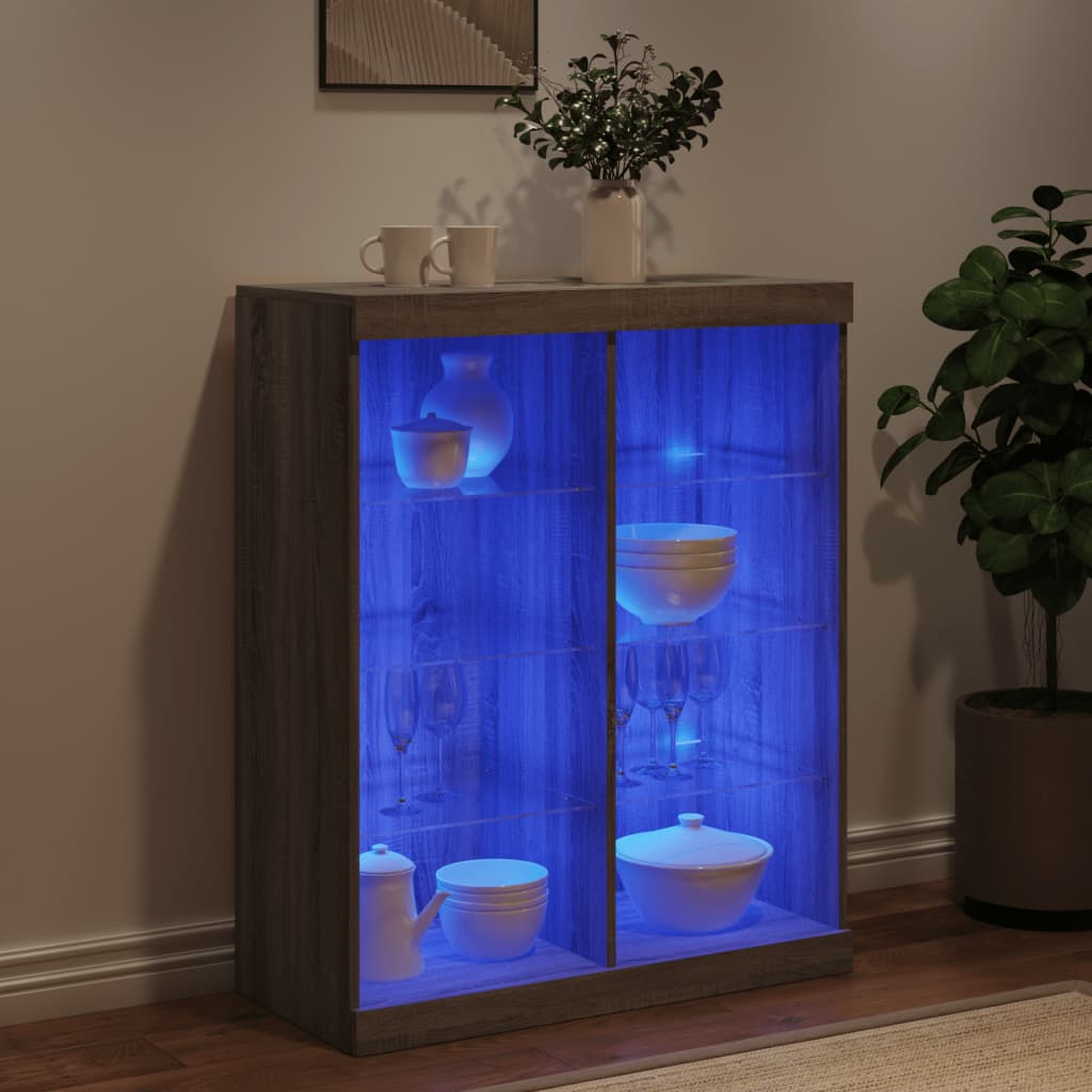 vidaXL Szafka z oświetleniem LED, szary dąb sonoma, 81x37x100 cm