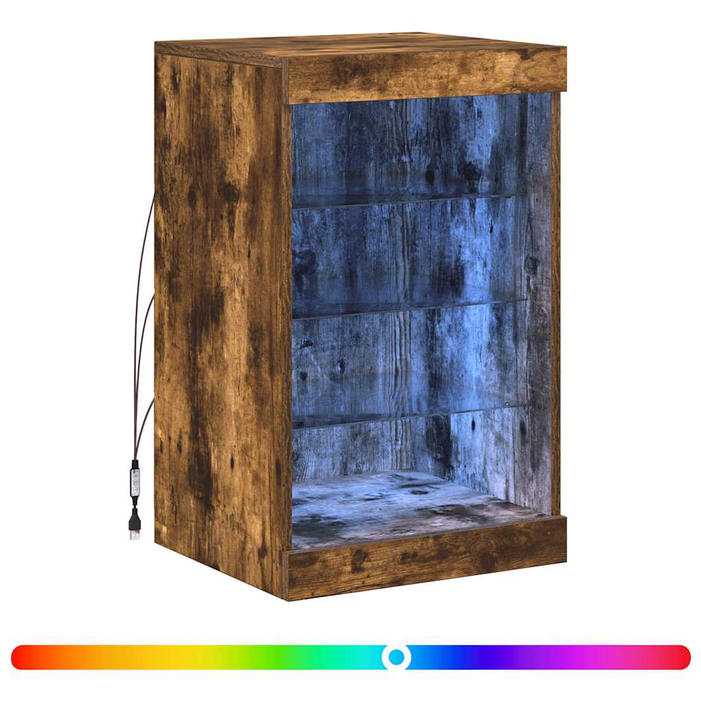 vidaXL Szafka z oświetleniem LED, przydymiony dąb, 41x37x67 cm