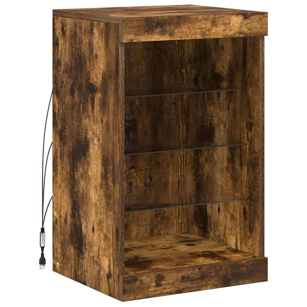 vidaXL Szafka z oświetleniem LED, przydymiony dąb, 41x37x67 cm