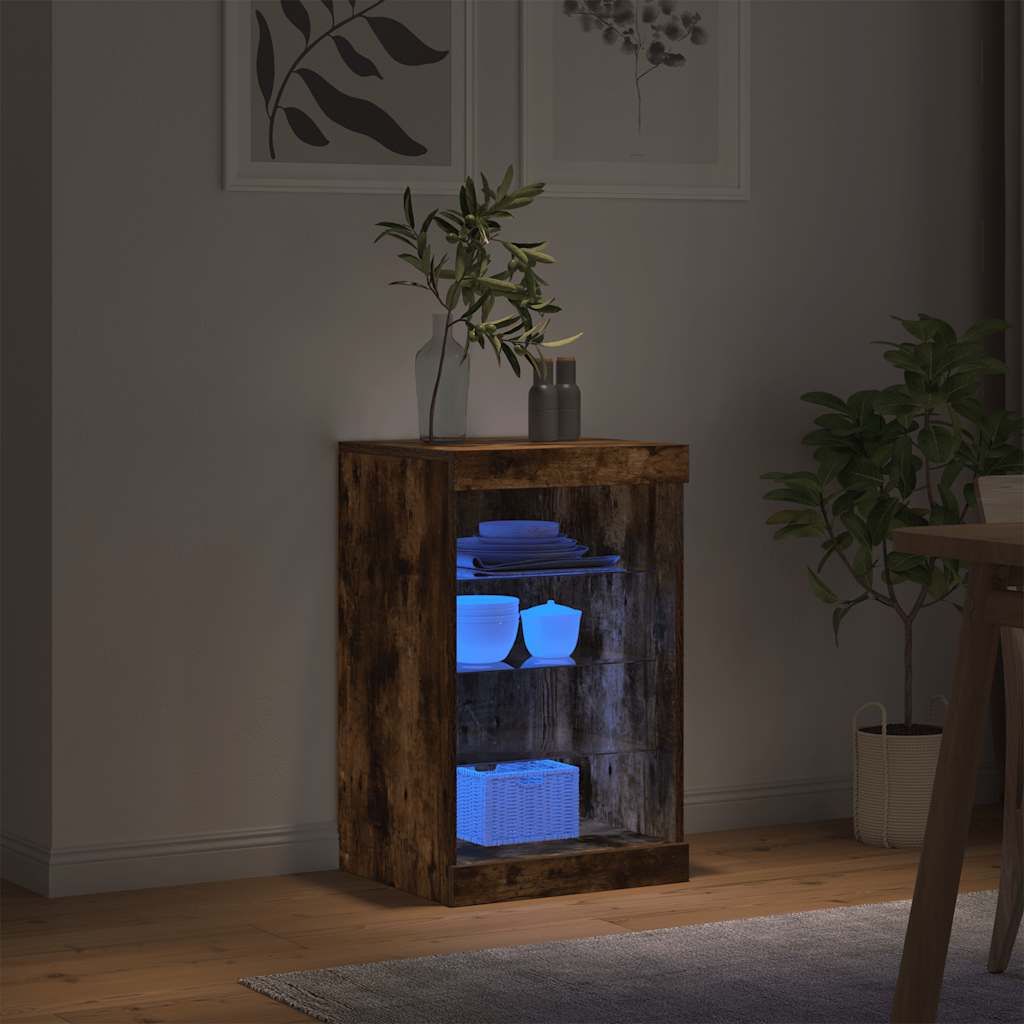 vidaXL Szafka z oświetleniem LED, przydymiony dąb, 41x37x67 cm