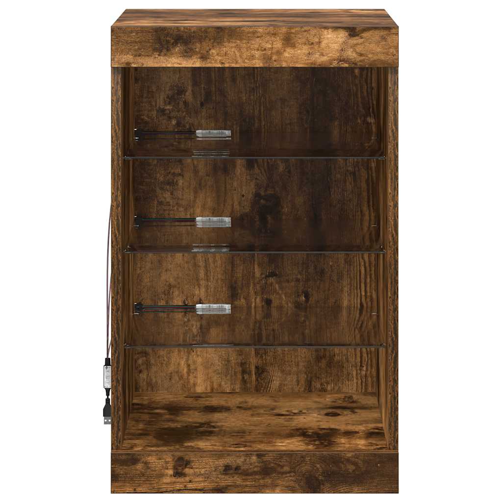 vidaXL Szafka z oświetleniem LED, przydymiony dąb, 41x37x67 cm