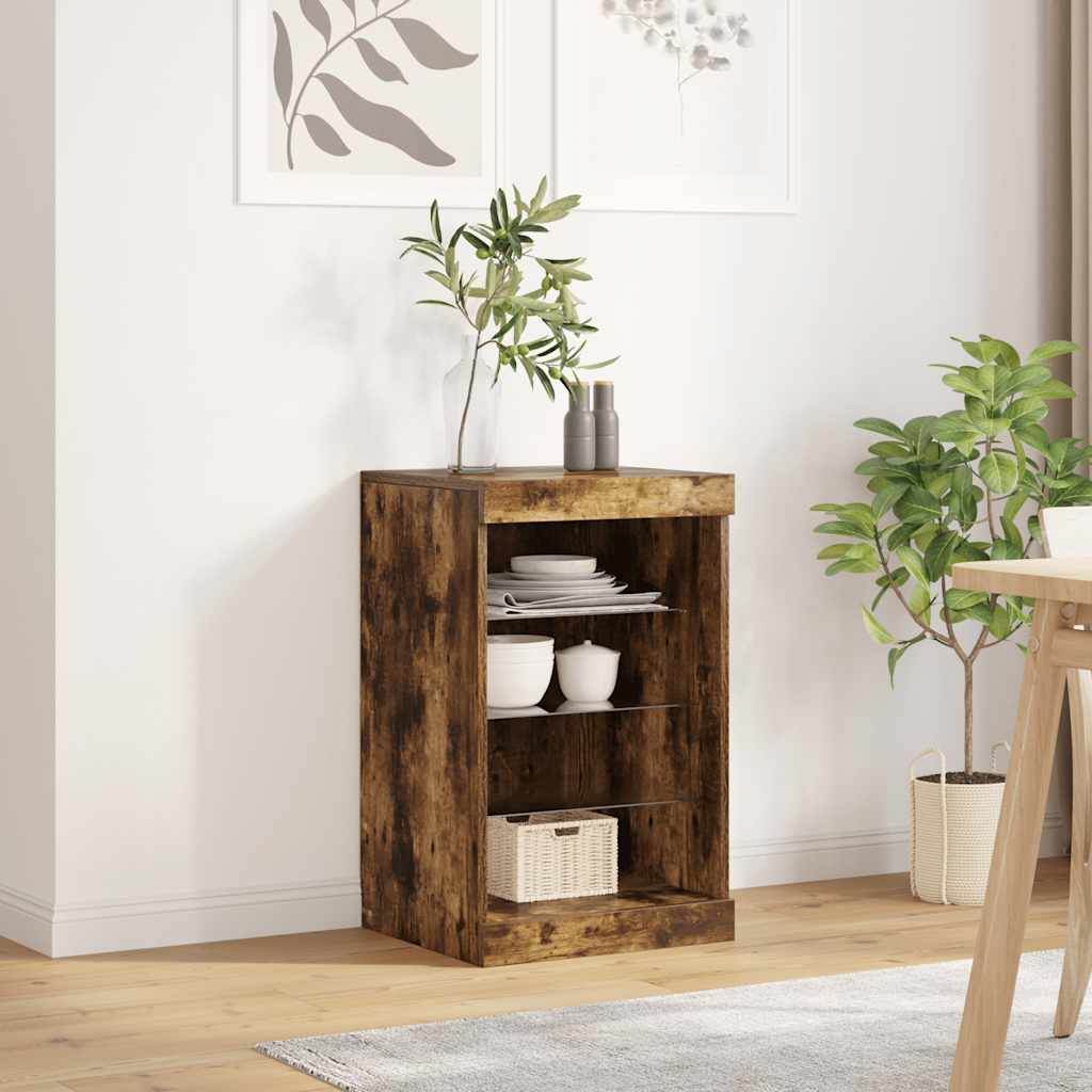 vidaXL Szafka z oświetleniem LED, przydymiony dąb, 41x37x67 cm